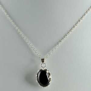 Navya Craft Handmade 925 <b>Solid</b> Sterling <b>Silver</b> Pendant Chain <b>Necklace</b> Black Onyx January Birthstone Christmas Gift for Women - Product Image 4