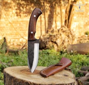 Venta caliente de alta calidad multifunción Camping cuchillo de caza hoja fija acero al carbono mango de palisandro vaina al aire libre Bushcraft - Product Image 4