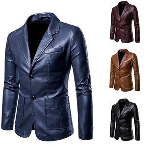 2025 automne hommes mode peau de mouton veste en cuir coupe ajustée col montant PU avec Anti-vent moto fermeture éclair vêtements d'extérieur - Product Image 4