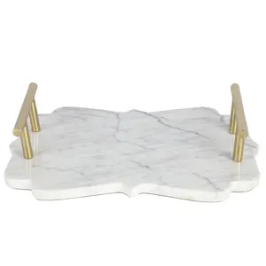 Plateau de service en marbre blanc haut de gamme, nouveaux plateaux de maison et de Table, plateau de service en marbre blanc de haute qualité, vente en gros, offre spéciale - Product Image 6