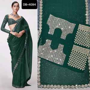 Vêtements traditionnels indiens et pakistanais Saree élégant en soie et coton Salwar Lehenga pour mariage et festival Saree - Product Image 3