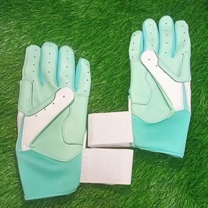 Wholesale 2025 Full Finger Regular Size Leather Baseball <b>Batting</b> Gloves White Blue Colors Lightweight & Durable Made in Pakistan - Product Image 6