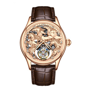 นาฬิกาข้อมือผู้ชาย Tourbillon ระบบอัตโนมัติ ขนาด 42 มม. โครงสร้างโปร่งแสง พร้อมฟังก์ชั่น Flying Tourbillon เรืองแสง สายหนังแท้ - Product Image 6