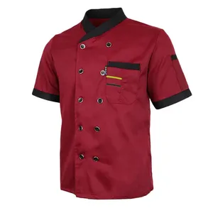 Unisex Mens Womens Chef Jacket Long Sleeve Chef Coat Cooking Master Breathable Button Cook Jacket T-Shirt Unisex Chef Uniform
