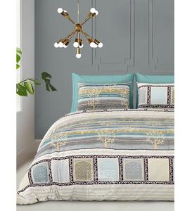 Elegante sábana plana de lujo King Size con 2 fundas de almohada Elegante juego de cama duradero de algodón puro con estampado dorado - Product Image 2