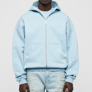 Venta al por mayor personalizado en blanco hombres Zip Up Hoodie logotipo personalizado Puff estampado cárdigans con gran tamaño cremallera sudaderas con capucha Unisex - Product Image 1