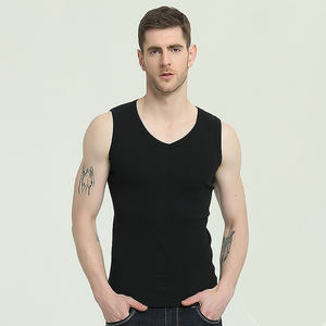 Camiseta de Tirantes de Algodón para Hombre, Verano, Cuello en V, Blanca, con Logotipo Personalizado, sin Mangas, para Gimnasio - Product Image 4