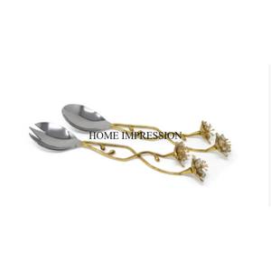 Luxurious Quality <b>Metal</b> High Grade Gold Plated Flowers Designer Kitchenware Dinnerware Cutlery Set From India in Wholesale Price - Product Image 1