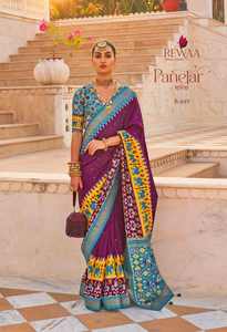 Latest Designer Party Wear Smooth Patola With Khatli Work <b>Saree</b> With <b>Blouse</b> Women Fashion Manufacturer - Product Image 4