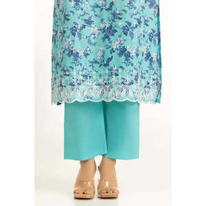 IUSTKSD-2034 Ensemble décontracté imprimé en tissu lawn avec broderie Schiffli, respirant, longueur genou, taille XS, tendance, pour le quotidien ou les soirées, service OEM/ODM - Product Image 2