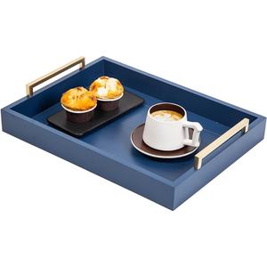 Bandeja DE SERVICIO DE MADERA lavada blanca de diseño Vintage elegante con asas para desayuno café aperitivos fiestas decoración del hogar - Product Image 3