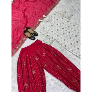 Conjunto de Salwar Patiala de Fiesta para Mujer de Diseñador, Incluye Top y Dupatta - Product Image 6
