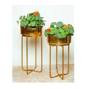 Maceta de metal decorativa moderna para interiores y exteriores, maceta para jardín doméstico para plantas al aire libre - Product Image 1