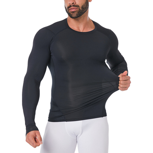 Chemises de Compression de haute qualité couche de base chemise d'entraînement en Polyester hommes Fitness chemise de Compression à manches longues pour hommes - Product Image 3