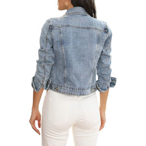 Elegant <b>Women</b> Turn Down Collar Denim Jacket <b>Women</b> Loose <b>Short</b> Outerwear <b>Women</b> Denim Jacket OEM Breathable <b>Jeans</b> Jacket - Product Image 4