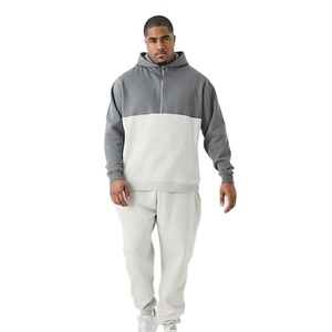 เสื้อแทรคสูทผู้ชายผ้าฟลีซคอตตอน 100% ขายดี ดีไซน์ซิปครึ่งตัว แบบเรียบง่าย ไซส์ใหญ่ สำหรับออกกำลังกาย ผลิตตามสั่ง ขายส่ง - Product Image 1