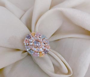 Hermoso diseñador Rose Finish Anillo ajustable de la mejor calidad para la función y la colección de ropa de boda para fiestas para mujeres y niñas - Product Image 2