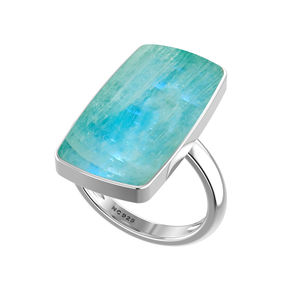 Anillo de Plata de Ley 925 con Acabado de Alta Calidad, Engaste de Bisel, Piedra Lunar Verde, Formas Mixtas, Clásico, para Bodas, Fiestas, Moderno y a la Moda - Product Image 1