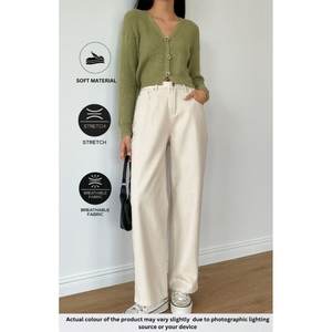 Jean en denim crème à jambe large pour femme, taille haute, écologique, durable, style urbain moderne, taille 26-40 - Product Image 2