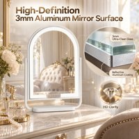 Miroir de Maquillage LED Incurvé à Cadre en Fer avec Gradation Continue, Éclairage Tactile en Aluminium de 3mm, Adaptateur 12V – Vente en Gros