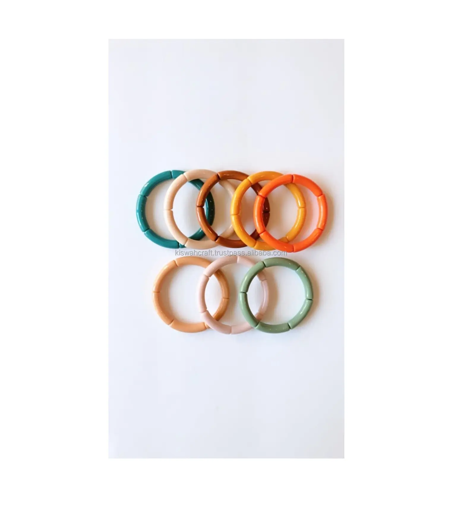 Bijoux d'été à la mode multicolore Tube Bracelets Bracelet marbrure maigre acrylique bambou perle empilable Bracelets