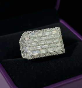Anillo de Moissanita con Corte Esmeralda Cuadrado, Estilo Hip Hop, Plata 925, Color D, Certificado GRA, Iced Out VVS, para Hombre, Pasa el Test de Diamantes - Product Image 2