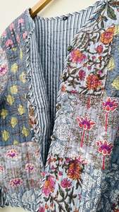 High Quality Women's Autumn Jackets Breathable Cotton Kantha Quilted Blazers Hand <b>Stitched</b> Patchwork Free Size Wholesale Supply - Product Image 5