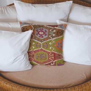 Coussin vintage à imprimé Kilim - Décoration d'intérieur de style turc fait main, uniquement la housse - Product Image 3