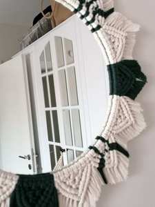 Mini Boho Tua macrame gương nhỏ gọn handmade bông tường treo cho không gian nhỏ hoặc văn phòng trang trí nội thất - Product Image 2