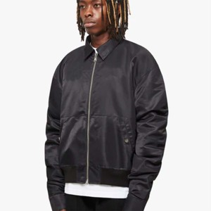Blouson bombardier pour homme-noir, coupe à épaules tombantes avec broderie 2D et 3D et poches avant boutonnées - Product Image 2