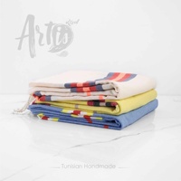 Serviettes de plage en coton biologique tissé uni |   Fouta tunisienne ArtisRaw faite à la main, écologique, douce et absorbante pour la baignade et la plage