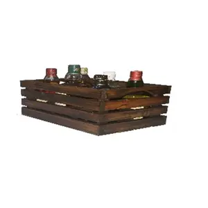 Affordable Prices Wooden Six Bottle Wine Crate with Brown Colored For Bar & Home Uses Crate By Exporters