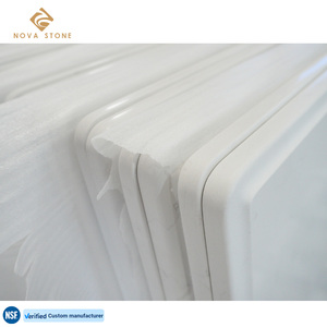 NV678 Ogee Edge Profile Cuarzo Casework Top Dual Basin Hole Precortado Carrara Encimera de cuarzo aglomerado blanco - Product Image 2