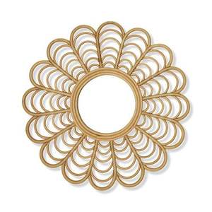 Diseño antiguo Material de yute de ratán Espejo de pared Sala de estar Marco de espejo decorativo Pasillos Elegante espejo de pared de yute de ratán - Product Image 2