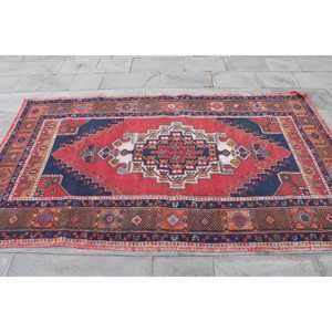 Turkish 4.5x7.7 ft Rug, Vintage Rug, <b>Red</b> Southwestern Rug <b>Wool</b> - Product Image 4