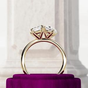 Toi et Moi Bague de fiançailles 3.5 Carat Lab Grown Diamond band 2 Stone Yellow Gold bijoux Cadeau pour elle CVD - Product Image 3