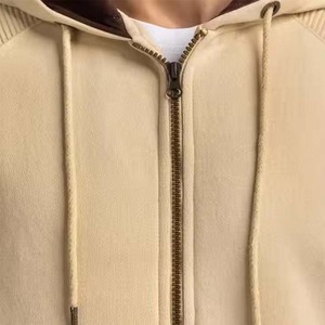 100% coton polaire pull à capuche pour hommes personnalisable haute qualité poids lourd hiver fermeture éclair motif solide col à capuche - Product Image 6