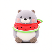 Peluche Otter Grise 10 Pouces Super Douce avec Écharpe Pastèque, Coton PP Lesté, Idéale Anniversaire, Anti-Stress pour Filles 5-7 Ans