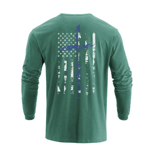 Vente chaude Fabrication Homme À Manches Longues 100% Coton Col Rond t-shirt Casual Blanc Coton Lourd Personnalisé Plus La Taille hommes chemises - Product Image 3