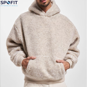 Vente en gros de sweats à capuche en molleton 100% coton, doux et moelleux, pour l'hiver, avec poche brodée personnalisée, teinture unie, poids lourd, streetwear, surdimensionné, pour hommes - Product Image 1