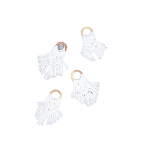 Anneau porte-serviettes en coton macramé fait à la main Boho en bois pour accessoires de mariage - Product Image 4