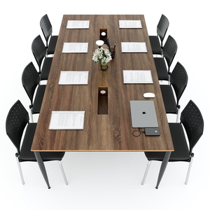 Table de réunion au design contemporain 240x120cm ovale, plateau en contreplaqué mélaminé, pieds en acier Cone II, HBCN024, mobilier de bureau - Product Image 2