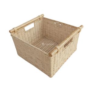 Caja de Almacenamiento de Mimbre con Asa, Cesta Organizadora de Ratán con Asa, Organizador Multiusos para Manualidades, Venta al Por Mayor - Product Image 2