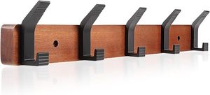 Coat <b>Hook</b> <b>Wall</b> Mounted Coat <b>Rack</b> Long Entryway Hanging Coat <b>Rack</b> With Wood Aluminium Wooden Decorative <b>Hooks</b> & Rails - Product Image 6