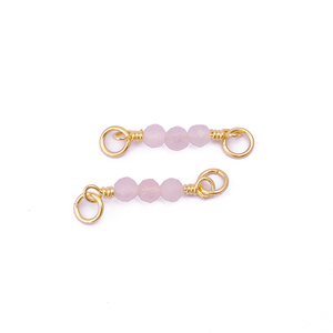 Cuentas de cuarzo rosa, dijes de piedras preciosas, conector de cuentas de doble fianza para pendientes, collares, colgantes y dijes de moda - Product Image 1