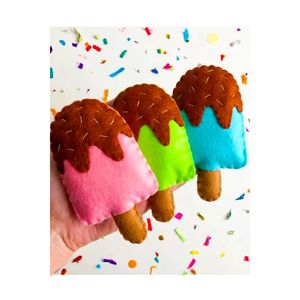 3 pezzi colorato gelato in feltro giocattolo casa gioco Set - 100% fatto a mano