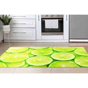 Tapis de cuisine à imprimé citron : Tapis d'appoint moderne en chenille, tapis doux non tissé - Product Image 5