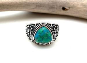 Anillo clásico joyería para mujer plata estilo bohemio joyería 925 plata esterlina turquesa piedra preciosa anillo hecho a mano regalo para esposa - Product Image 5