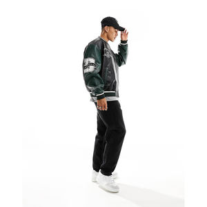 Veste universitaire à col montant personnalisée OEM pour hommes Bomber Letterman Baseball Logo brodé sur le devant Vestes universitaires scolaires vente en gros - Product Image 1