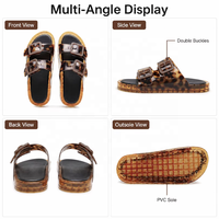 Sandales imperméables en PVC à imprimé léopard pour femmes, avec double boucle et sangle réglable, logo personnalisé, vente en gros pour l'été, le printemps, la plage, la vente au détail